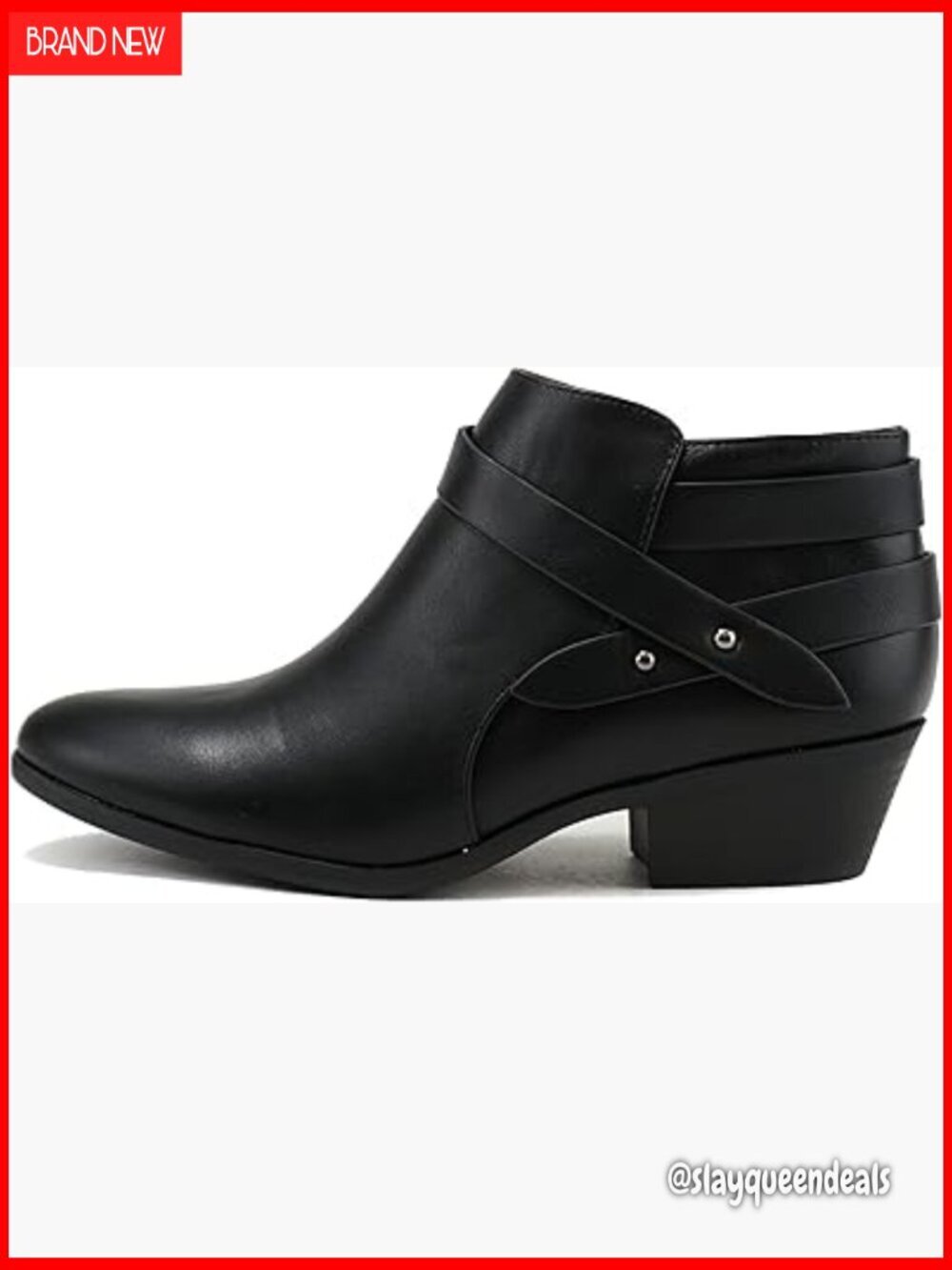 Women's Closed Toe Multi Strap Ankle Bootie Block Heel Wide Fit